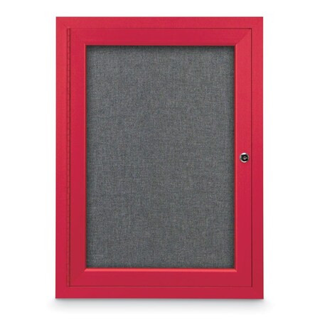 United Visual Products Slim Enclosed Corkboard, 11"x13-1/2", Gold Alum Frame/Cinnabar UVEB1113-GOLD-CINNABA